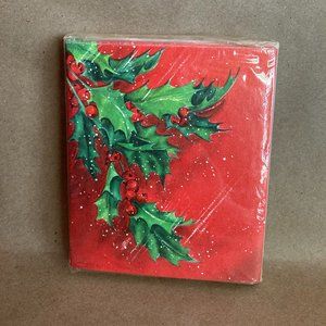 Vintage Pack of Christmas Cards / Unused Unopened / Red w/Holly